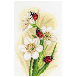 kit Point de croix Lanarte Hellébore et coccinelles