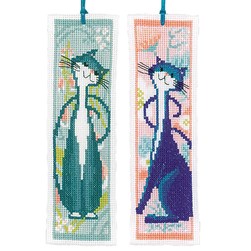 Marques pages à broder Vervaco Chats designs pastels