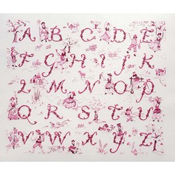 Kit broderie Traditionnelle Princesse Scéne champêtre ABC sur toile de jouy