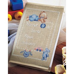 Kit Protège carnet santé à broder Princesse L'ourson bleu