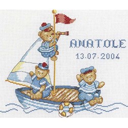 Broderie naissance Princesse Les oursons marins