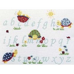 Kit broderie Traditionnelle Princesse Abécédaire des tortues colorées