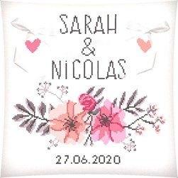 Coussin broderie Point de Croix Princesse Coussin de mariage délicatesse