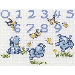 kit Point de croix Princesse Tableau à compter chiots bleus