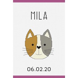 Kit Protège carnet santé à broder Princesse Tête de chat tricolore