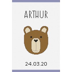 Kit Protège carnet santé à broder Princesse Tête d'ours rigolo