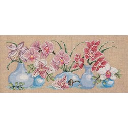 kit Point de croix Permin Les cinq vases d'orchidées