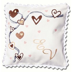 Coussin Broderie Mariage Princesse Coussin de mariage cœur bordeaux
