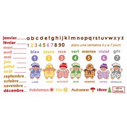 kit Point de croix Princesse Semainier ABC et couleurs