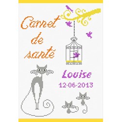 Kit Protège carnet santé à broder Princesse Le chat et la cage aux oiseaux