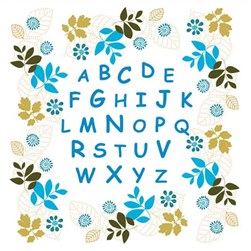 Kit broderie Traditionnelle Princesse Abécédaire aux fleurs turquoise