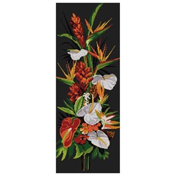 kit Point de croix Princesse Fleurs exotiques sur fond noir