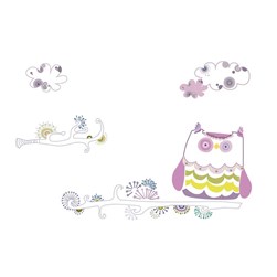 Kit broderie Traditionnelle Princesse Tableautin petite chouette rose