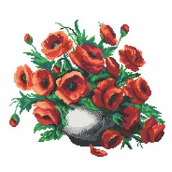 kit Point de croix Princesse Vase de pavots généreux