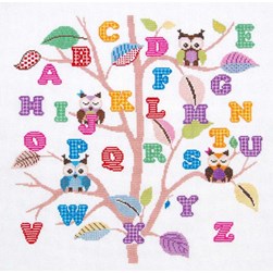 kit Point de croix Princesse ABC Arbre des chouettes colorées