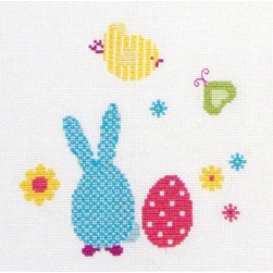 kit Point de croix Princesse Tableautin de lapin bleu