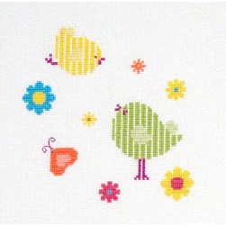 kit Point de croix Princesse Tableautin oiseau vert