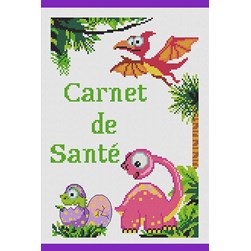 Protège carnet santé à broder Princesse Le monde des dinosaures