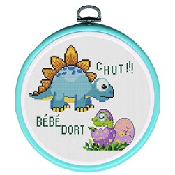 kit Point de croix Princesse Dinosaure chut bébé dort