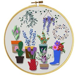 Kit broderie Traditionnelle Princesse Les pots de fleurs du jardin