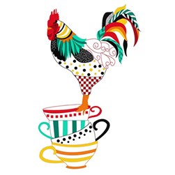 Kit broderie Traditionnelle Princesse Le coq aux tasses colorées