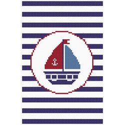 kit Point de croix Princesse Petit navire couleur marin
