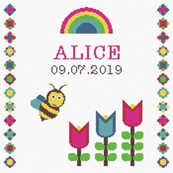 Broderie naissance Princesse L'abeille et les tulipes