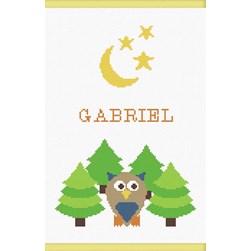 Kit Protège carnet santé à broder Princesse Le hibou au coeur des sapins