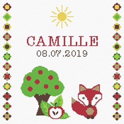 Broderie naissance Princesse Le renard et les pommes