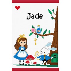 Kit Protège carnet santé à broder Princesse Alice et le lapin pressé