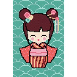 kit Point de croix Princesse Gentille Kokeshi