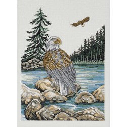 kit Point de croix Permin Aigle du lac sur toile aida