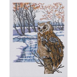kit Point de croix Permin Chouette du lac glacé sur toile aida