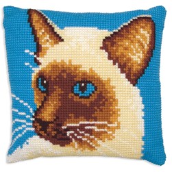 Coussin point de croix Anchor Chat siamois aux yeux bleus