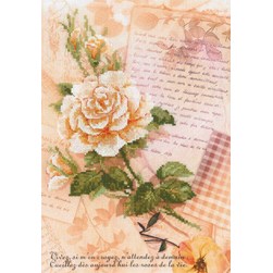 kit Point de croix RIOLIS Une rose pêche sur la lettre