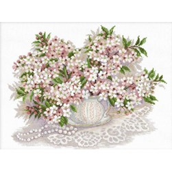 kit Point de croix RIOLIS Une vase de fleurs de cerisier