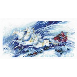 kit Point de croix RIOLIS Le traineau du père noël sous la neige