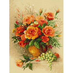 kit Point de croix RIOLIS Les roses orangées