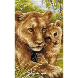 kit Point de croix RIOLIS Tendresse de la lionne