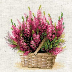 kit Point de croix RIOLIS Panier de bruyère d'écosse