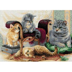 kit Point de croix RIOLIS La famille de chats