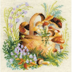 kit Point de croix RIOLIS Un panier de champignons