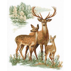 kit Point de croix RIOLIS Noble famille de cerfs