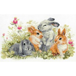 kit Point de croix RIOLIS Joyeuse famille lapins