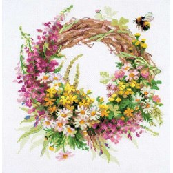 kit Point de croix RIOLIS Couronne multi-fleurs