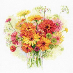 kit Point de croix RIOLIS Gerberas couleur soleil