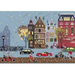 kit Point de croix RIOLIS Une route en ville de nuit