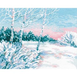 kit Point de croix RIOLIS Paysage enneigée sous le ciel bleu