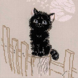 kit Point de croix RIOLIS Petit chaton noir de la barrière