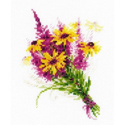 kit Point de croix RIOLIS Bouquet de soleil et lilas